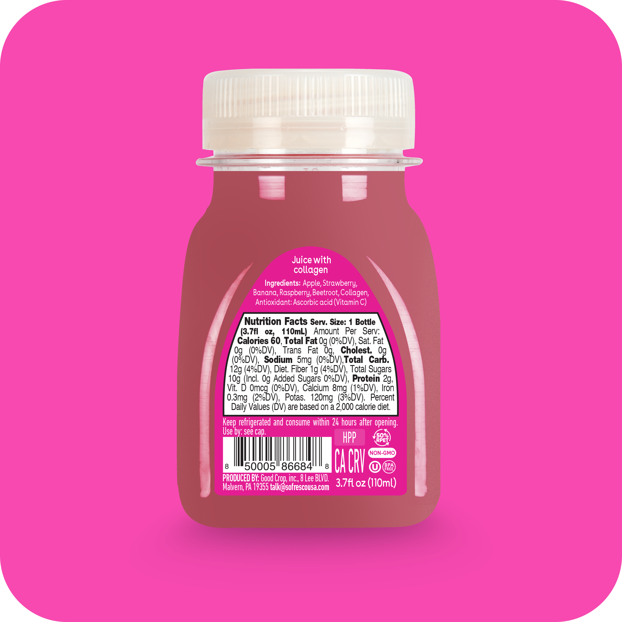 Collagen Shot Red Fruits 3.7oz | Cold-Pressed Juice