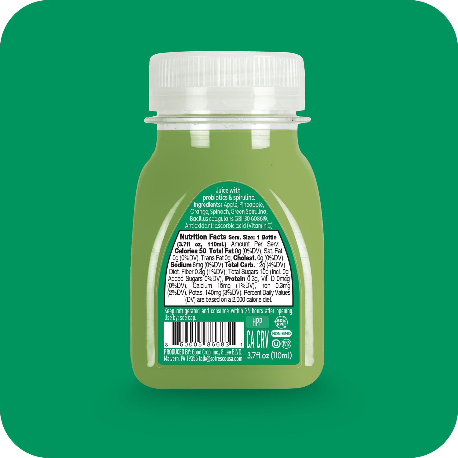 Detox Shot Pineapple Spirulina 3.7 oz  | Cold-Pressed Juice