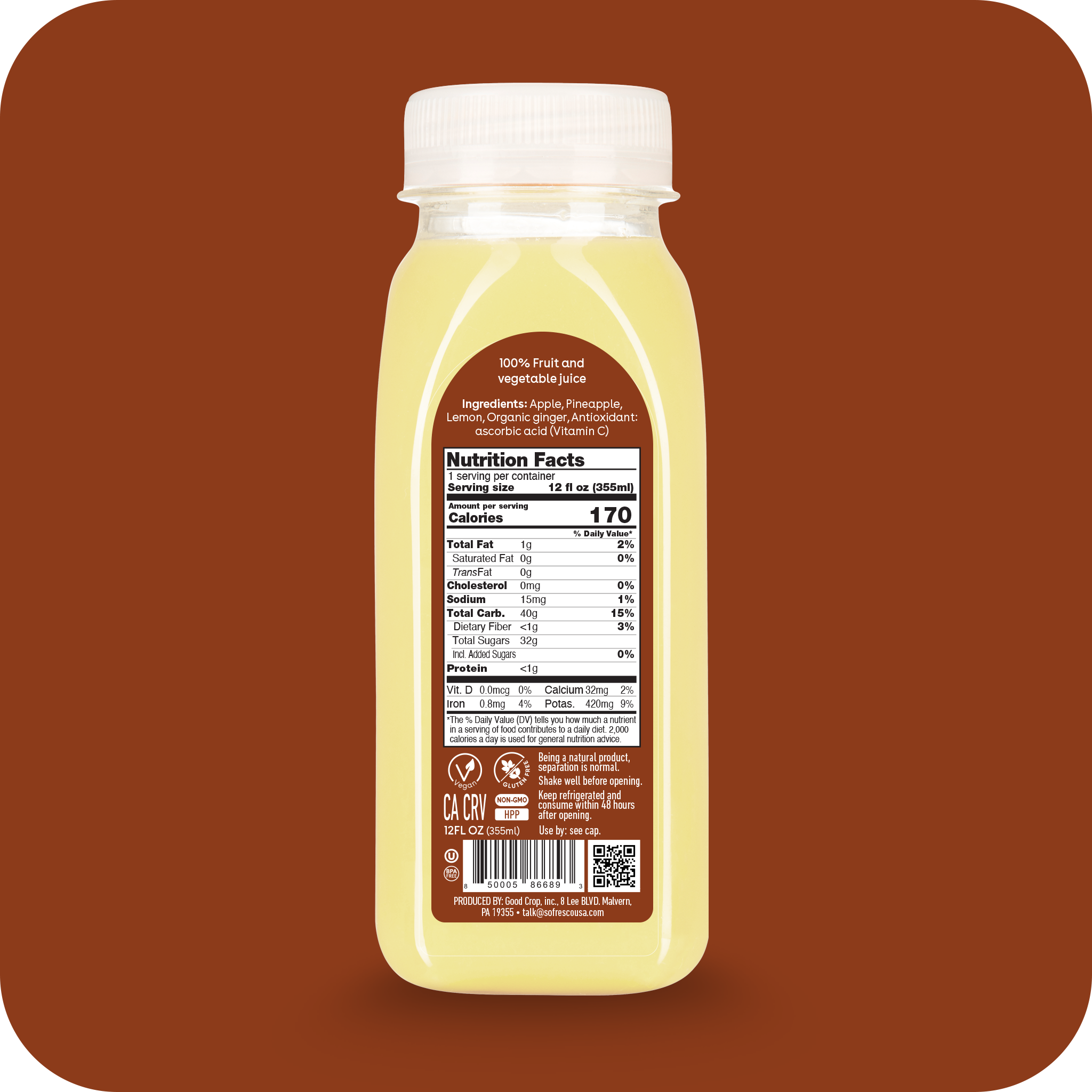 Ginger Pineapple 12oz | Cold-Pressed Juice