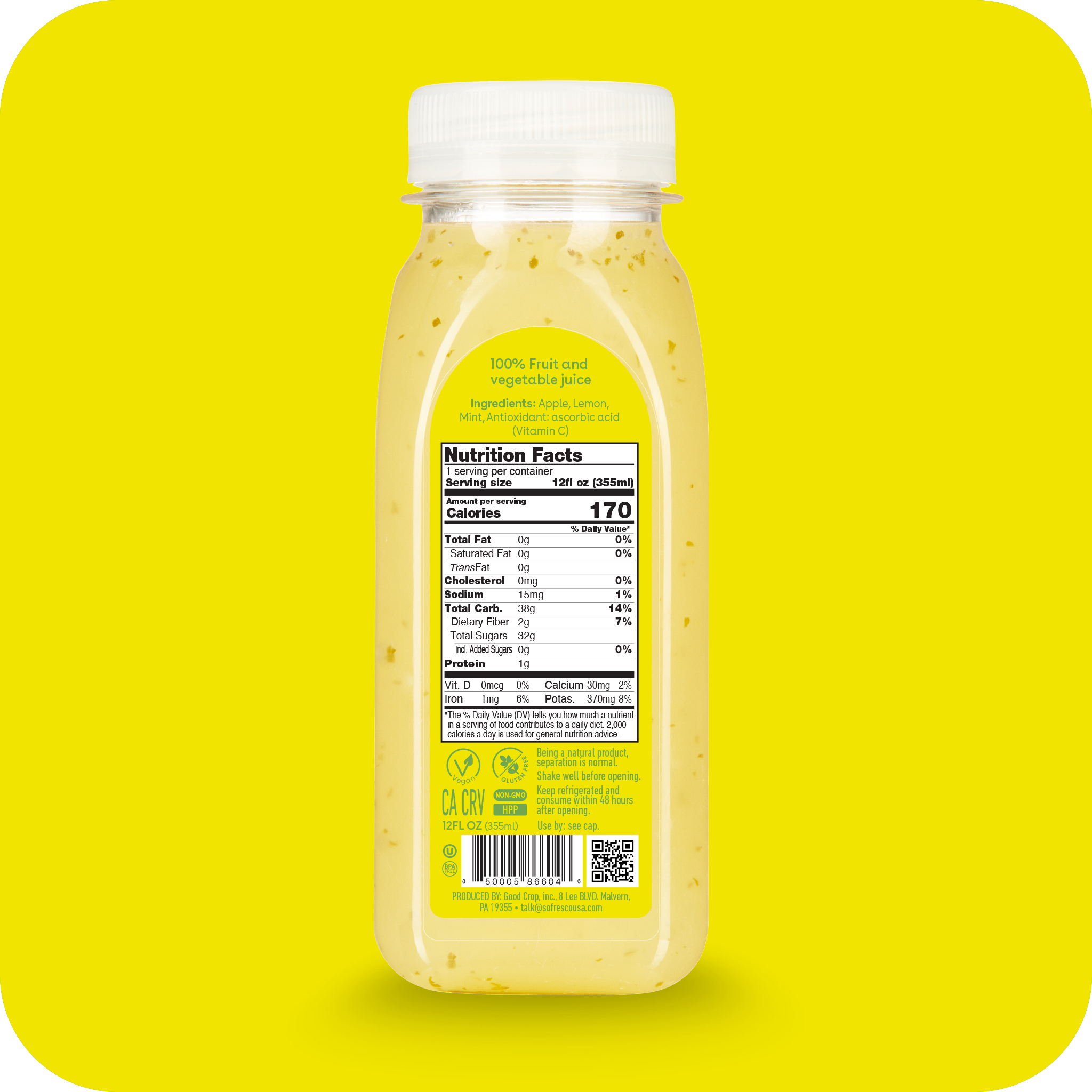 Lemon Mint 12oz | Cold-Pressed Juice