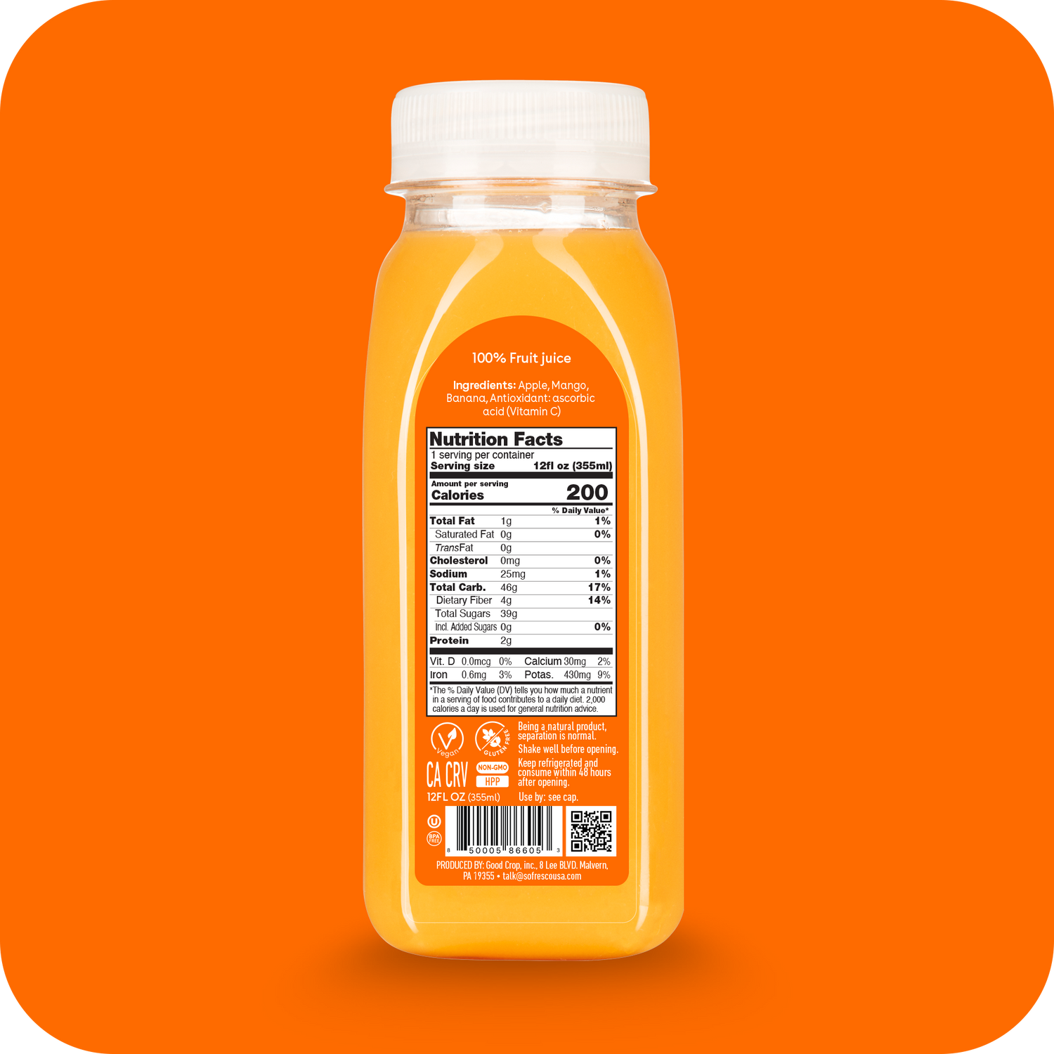 Mango Banana 12oz  | Cold-Pressed Juice