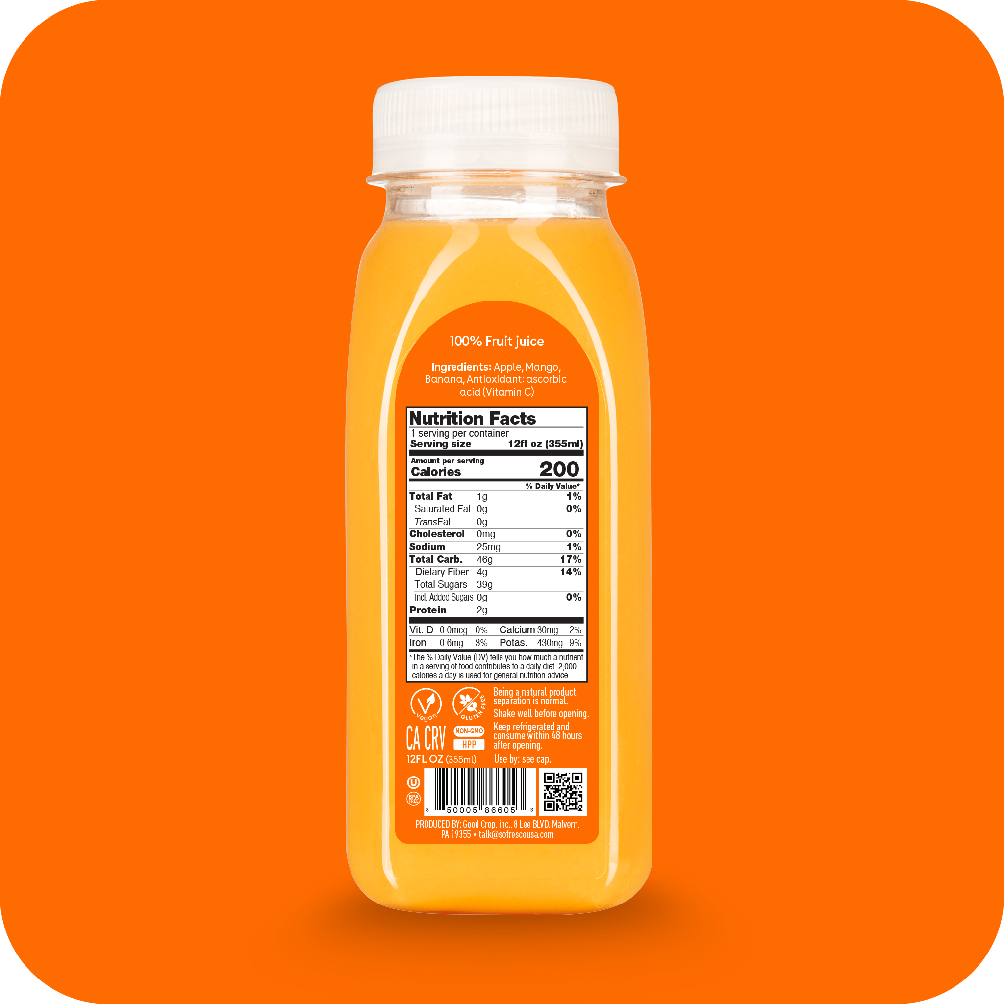 Mango Banana 12oz | Cold-Pressed Juice