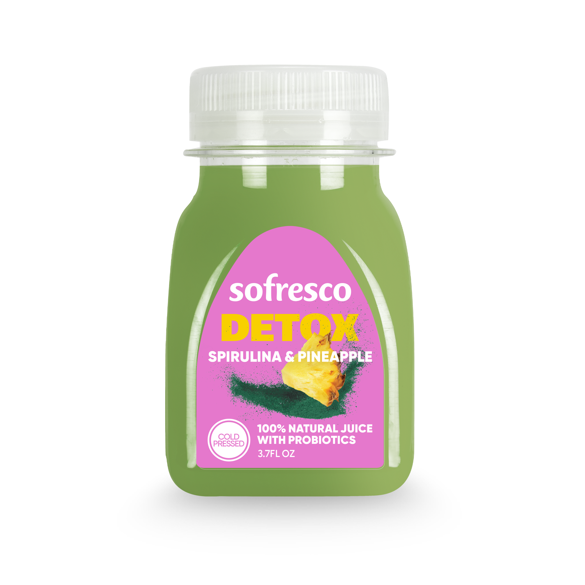 Detox Shot Pineapple Spirulina 3.7 oz | Cold-Pressed Juice – Sofresco
