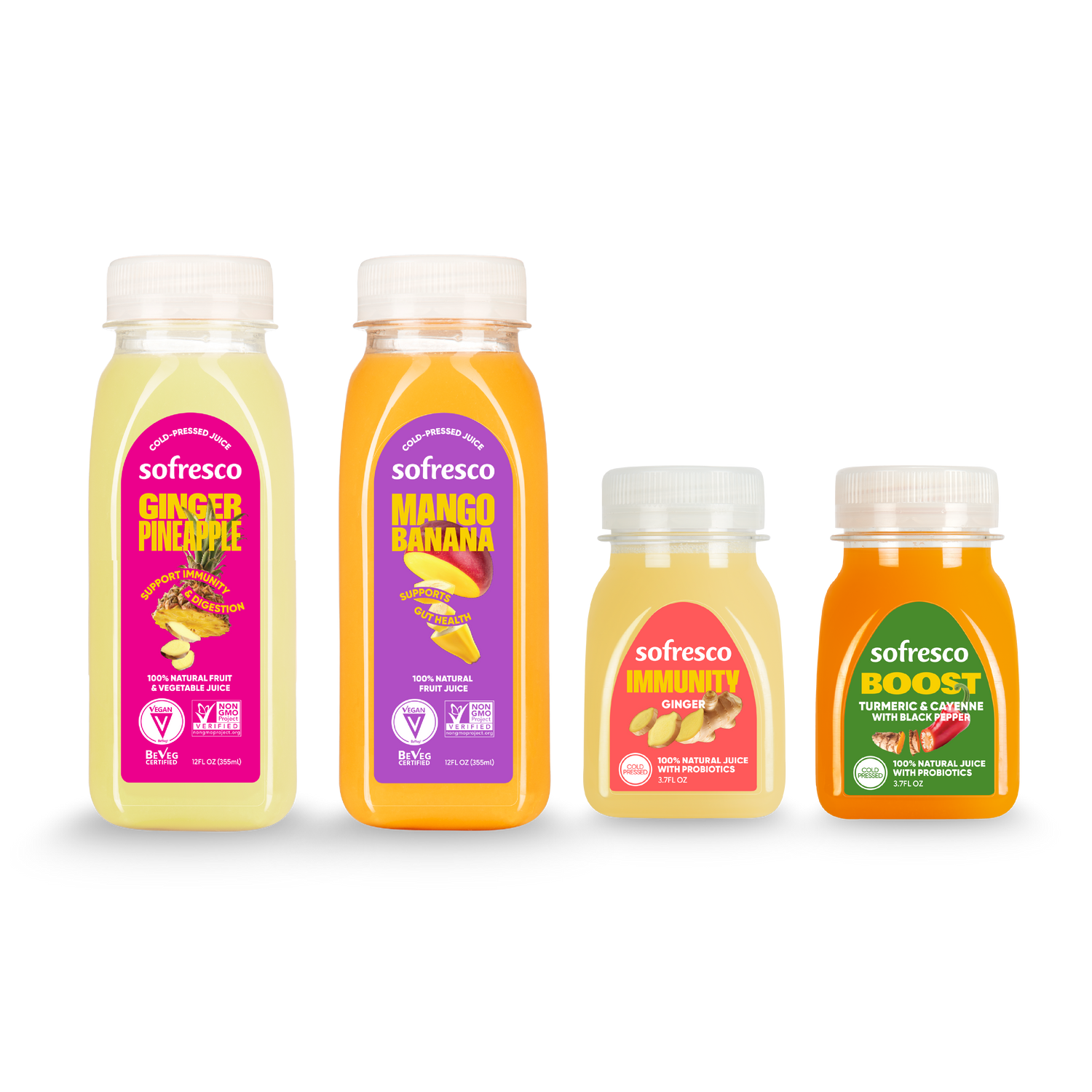 Combo Variety Pack - Ginger Pineapple, Mango Banana, Immunity, &amp; Boost