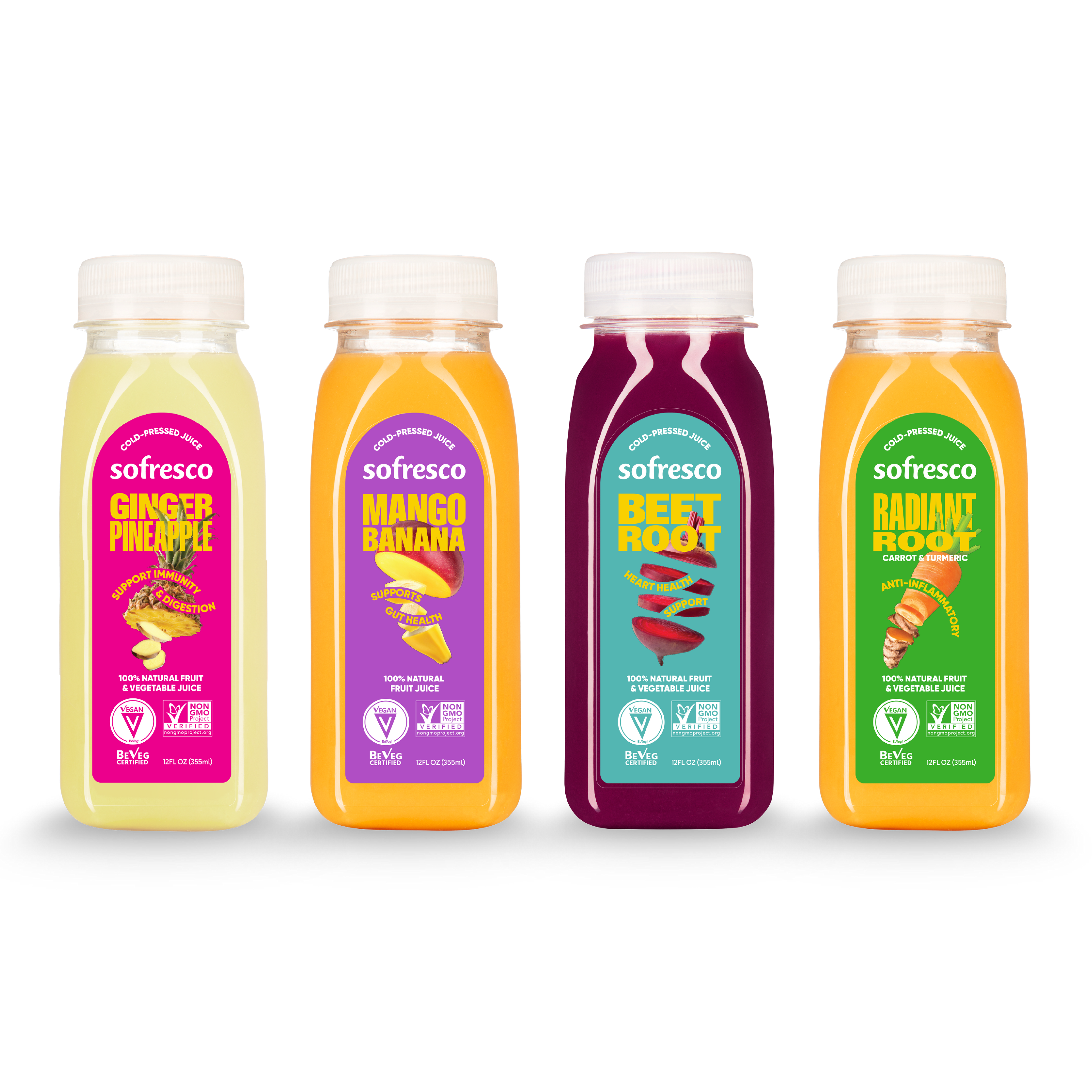 Juice Variety Pack - Ginger Pineapple, Mango Banana, Beetroot, &amp; Radiant Root